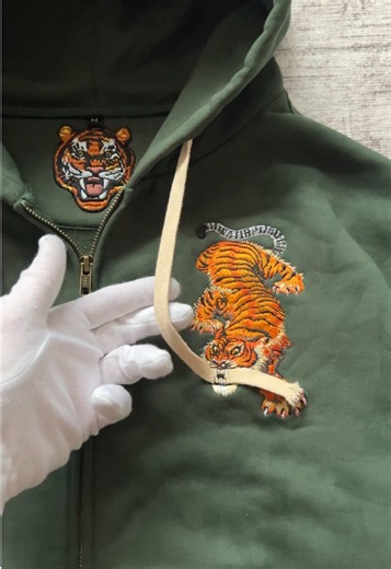 “tiger” hoodie and “phoenix” jeans dropping 21 march! what do you think?🐯🌸 #fashion #embroidery #streetwear