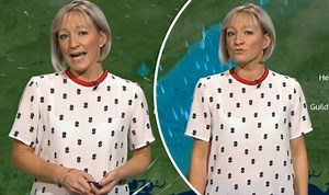 Weather girl suffers wardrobe malfunction in SHEER top