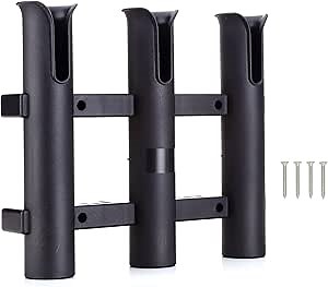 Wall Mounted Fishing Rod Holders Tubes Links Fishing Rod Holder Rack Rests (3-pole-black)