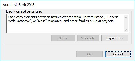 Fix Copy/Paste Limitation between Projects and Families ASAP