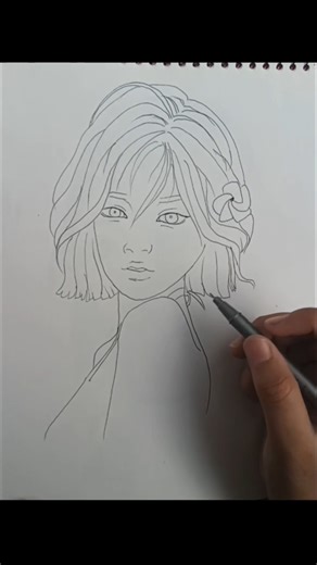 korean girls/aesthetic girl drawing/girls sketching #koreanstyle #korean drawing #art#hypersketch