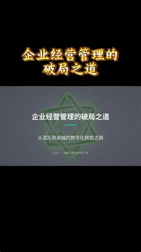 企业经营管理的破局之道 从混乱到卓越的数字化转型之路