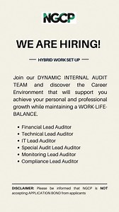 2.7K views · 50 reactions | Join our DYNAMIC INTERNAL AUDIT TEAM and discover the career environment that will support you achieve your personal and professional growth while maintaining a WORK-LIFE-BALANCE. | NGCP Careers | Facebook