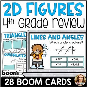 Classify 2-Dimensional Figures Review Boom Cards - 4th Grade Math Test Prep