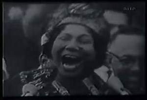Mahalia Jackson sings "How I Got Over" on August 28, 1963 at a march in Washington, D.C. Later at that march, as Martin Luther King, Jr. spoke, Jackson shouted from the crowd, “Tell them about the dream, Martin!” prompting his most famous speech: | Legacy Recordings