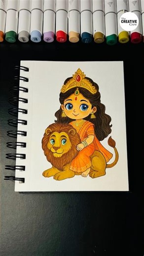 🙏 Cute Maa Durga Drawing | Easy Navratri Special Art #Shorts
