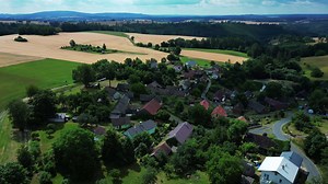 Download Aerial orbiting view of a small village for free