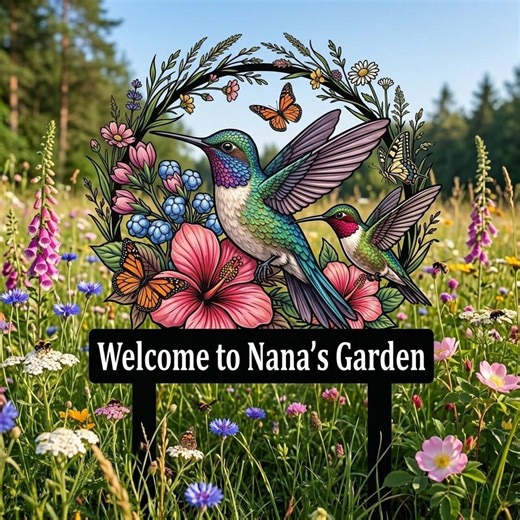 Hummingbird Welcome Garden Sign, Nana’s Garden Personalized Stake, Floral Butterfly Outdoor Yard Decor Gift - Etsy