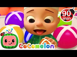 Rainbow Hot Cross Buns | @Cocomelon Nursery Rhymes | Healthy Eating for Kids