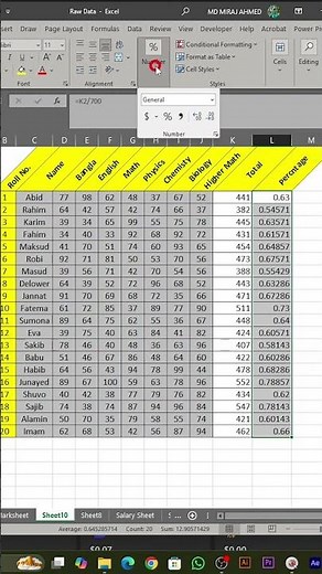 Calculate sum and percentage in Excel #learnexcel #excel #exceltips