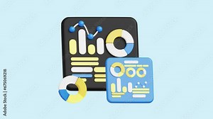 Data Analytics animated 3d icon. Great for business, technology, company, websites, apps, education, marketing and promotion. Artificial Intelligence 3d icon animation.