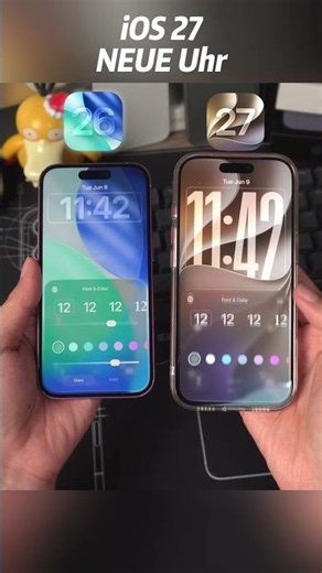 iOS 27 Neue Uhr auf dem Sperrbildschirm einstellen | iOS 26 vs iOS 27 #ios27 #shorts