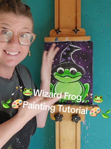 🐸Wizard Frog 🐸 🪄 painting tutorial! 🍃🎨 I'm obsessed 😍 Post yours in the comments cuz I need to see them! Supply list on YouTube! #wizardfrog #wizard #frog #diy #paintingtutorial