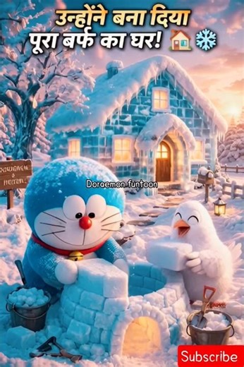 Doraemon Builds a Snow House with a Magic Ice Tree#shorts #doraemon #cartoon #ai