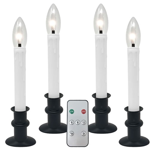 612 Vermont Slimline Ultra-Bright LED Window Candles, Battery Operated, Remote Control, Metal Base (Matte Onyx)