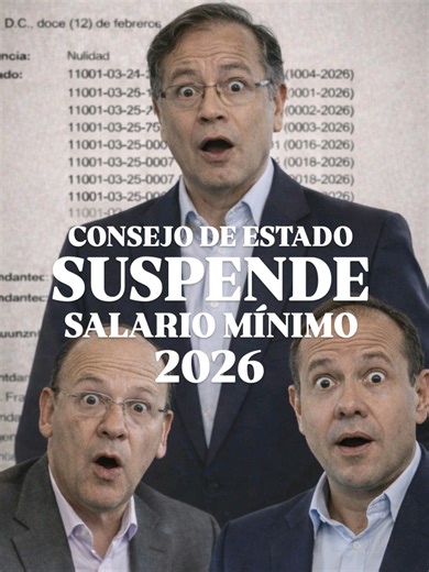 🚨 El Consejo de Estado suspendió el decreto del salario mínimo 2026. Pero cuidado con el alarmismo: 👉 No significa que el salario mínimo se haya caído. La decisión es una medida cautelar, no una sentencia definitiva. El salario mínimo actual sigue vigente hasta que el Gobierno expida el nuevo decreto transitorio. ⚖️ Lo ya pagado no se devuelve. 📄 No hay reliquidaciones. 📊 No hay reversa automática. Y esto no impacta solo la nómina: Multas, contratos, arrendamientos, honorarios, procesos judi
