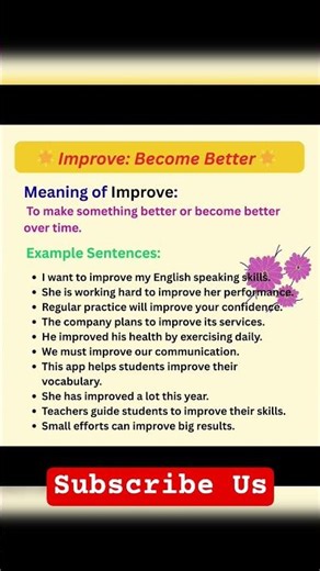Improve meaning with Example sentences #english #englishlearning