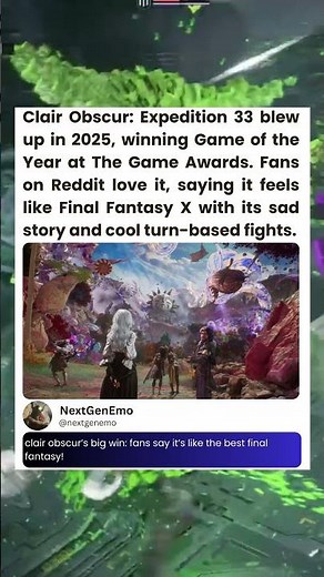 clair obscur’s big win: fans say it’s like the best final fantasy! #clairobscur #finalfantasy