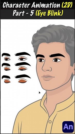 2D Character Eye Blink Animation in Adobe Animate 🎬