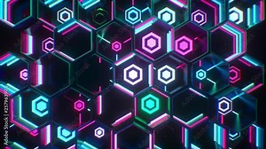 Looping background light installation glowing with futuristic, metal and pulsating neon lights. Use in music videos, tv, film, editing, live visuals, VJ loops, shows, or art.