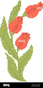 Pixel Art Spring Red Tulips Bouquet in retro 8-bit style. Vector illustration. Y2k trendy pixelated stickers. Inspired by retro video game aesthetics Stock Vector Image & Art - Alamy