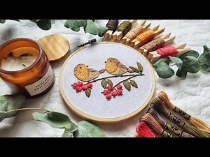 Robin bird hand embroidery pattern | Botanical embroidery | Hand embroidery for beginners