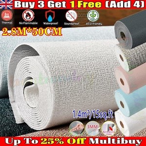 3M Thick Self Adhesive Thermal Insulation Wallpaper 3D Linen Foam Wall Sticker  | eBay UK