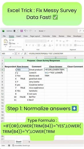 Excel Data Cleaning Trick: Fix YES/NO Responses Instantly!