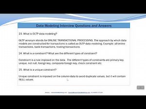 What is OLTP Data Modeling?What are the different types of constraints?What is an Unique Constraint?