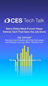 ICYMI: Episode 2 of CES Tech Talk is out now. OshKosh Corporation’s Jay Iyengar talked about what's next for industrial vehicle innovation. Listen now. https://www.ces.tech/podcasts/2024/october/retro-rides-meet-future-vibes-vehicle-tech-that-gets-the-job-done/ | CES