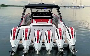 海上速度机器6台发动机3000马力快艇见过没