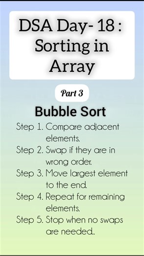 Day 18 of DSA | Bubble Sort Program in C | Step by Step for Beginners #dsa #cprogramming #shorts #c