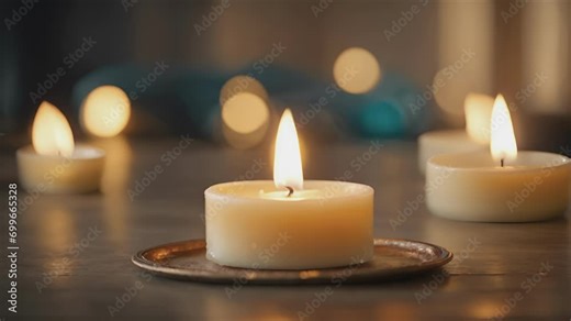 The intimate details of a candles flame, with its delicate shape and soft edges creating a soothing and welcoming ambiance. .