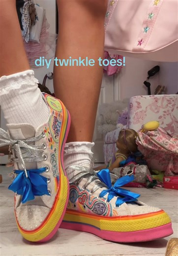The most glitter sparkle shoe EVER!🧚🫧🦄🌈 #diy #twinkletoes #nostalgia #y2k #personalstyle