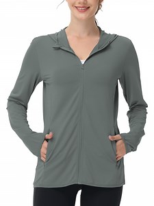 TRYSIL Women's UPF 50 Sun Protection Hoodie Jackets Athletic Lightweight Full-Zip Long Sleeve Outdoor