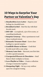 16K views · 68 reactions | 10 Ways to surprise your Partner on Valentine's Day.. | Inspirational Quotes Genie | Facebook