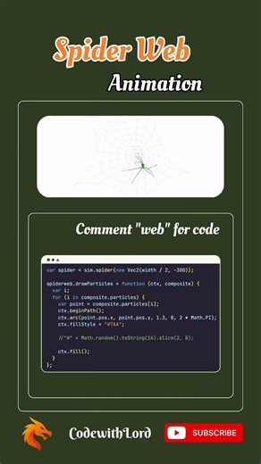 Spider Web Animation using HTML CSS & JavaScript | Creative UI Effect | CodewithLord
