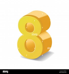 3D image shiny yellow number 8 isolated on white background Stock Vector Image & Art - Alamy