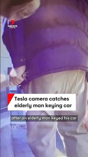 Tesla camera catches elderly man keying car