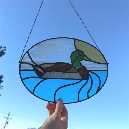 Mallard Duck Stained Glass Pattern, Oval Suncatcher (PDF, PNG for Vinyl) - Etsy