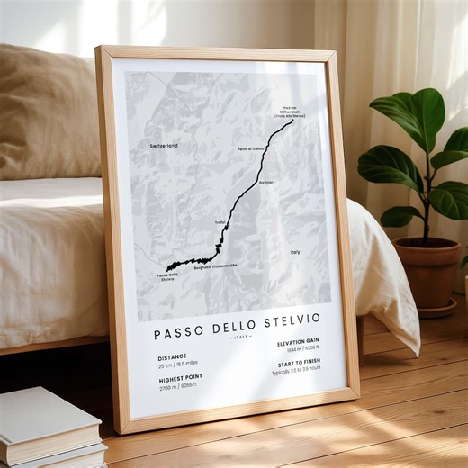 Passo Dello Stelvio Map | Free Personalization | Stelvio Pass Cycling Route | Prato Allo Stelvio Climb Map | Italian Alps Bike Wall Art Gift - Etsy Australia