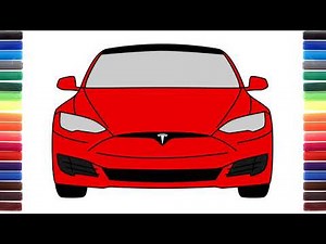 How to draw Tesla Model S front view - Как нарисовать машину Тесла