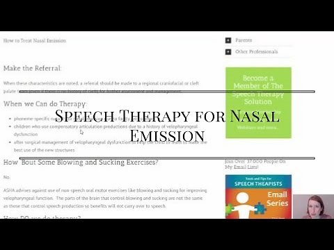 Speech Therapy for Nasal Emission
