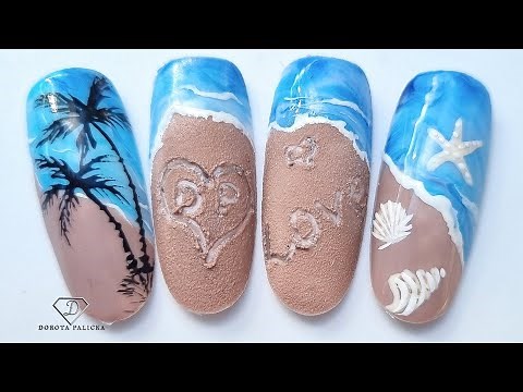 Fun summer nail art for beginners. Beach nail art. Sand nail design.