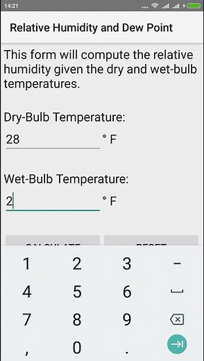 Relative Humidity and Dew Point - Weather Data Calculators - Nautical Calculator for Android