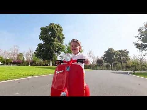 12V Kids' Vespa Electric Ride-On Scooter (Lifestyle Video)
