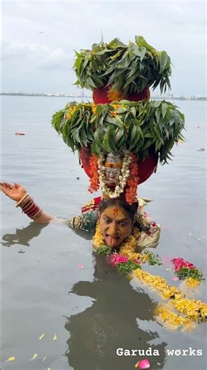 RAKESH Bonam Anna Sigam In Tank Bund Musi River | Bonalu 2025 #rakesh #god #shorts