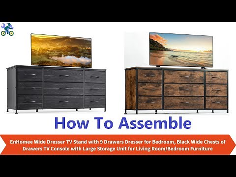 How To Assemble EnHomee 9 Drawers Dresser ,TV Stand with Black Wide Chests of Drawers ,TV Console