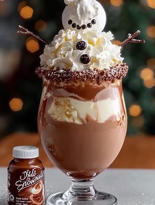 DIRTY SNOWMAN HOT CHOCOLATE SUNDAE Hot chocolate • Vanilla ice cream • Whipped cream • Melted chocolate drizzle • Candy crunch • Edible snowman topper ⭐ INGREDIENTS A. Base Hot Chocolate Layer 2 cups whole milk ½ cup heavy cream ½ cup chocolate chips (milk or semisweet) 1 tbsp cocoa powder ................................. Full Recipe in First Cօʍʍеոτ 👇 | Natalie Recipes