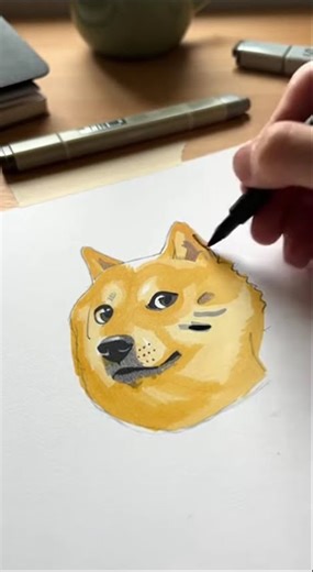 Drawing the Legendary DOGE Meme in Copic Markers ✨ (Wow. Such Art. Very Color.)